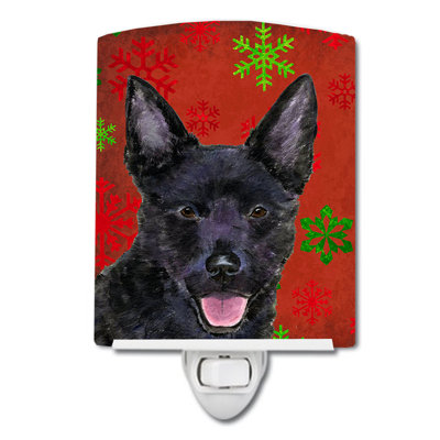 Australian Kelpie Snowflakes Christmas Ceramic Night Light