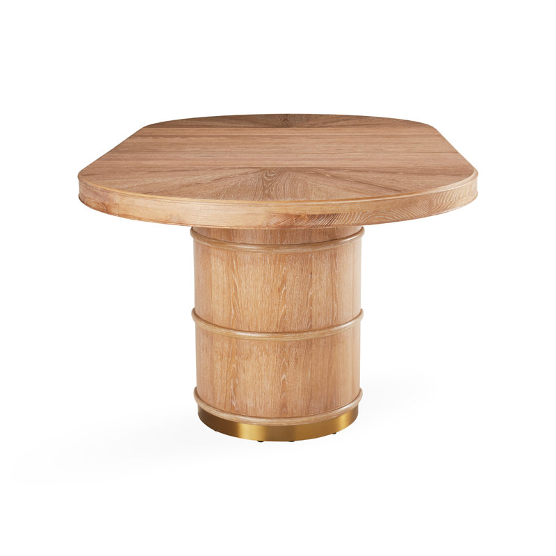 Brussels Reclaimed Oak & Brass Round Extendable Dining Table