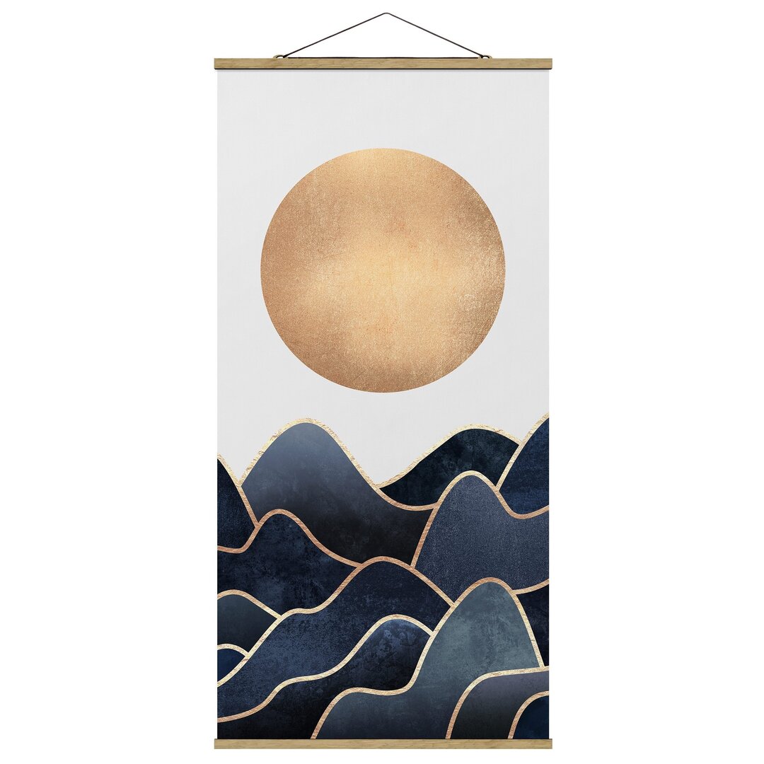 Wandbild Golden Sun Blue Waves von Elisabeth Fredriksson