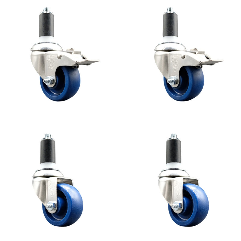 Roulettes pivotantes, H 3 po x l 3 po