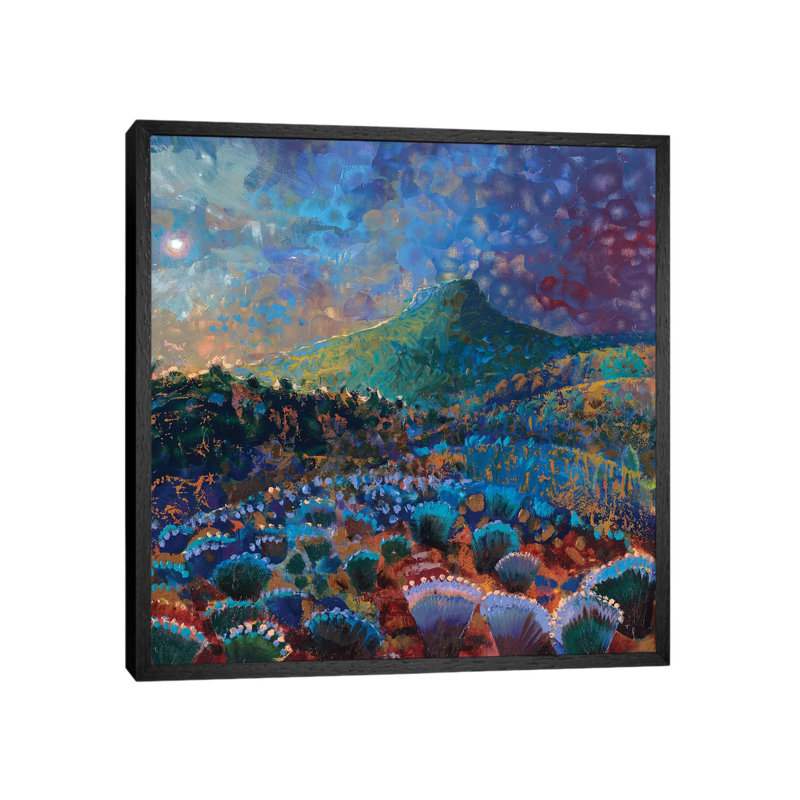 Coyote Springs Ranch by Iris Scott - Painting on Canvas, 45.72 cm H x 45.72 cm W, Black Floater Framed