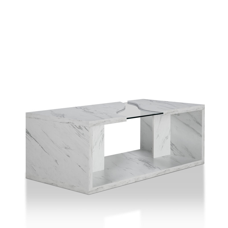 Temple Meads Single Coffee Table, Marble White