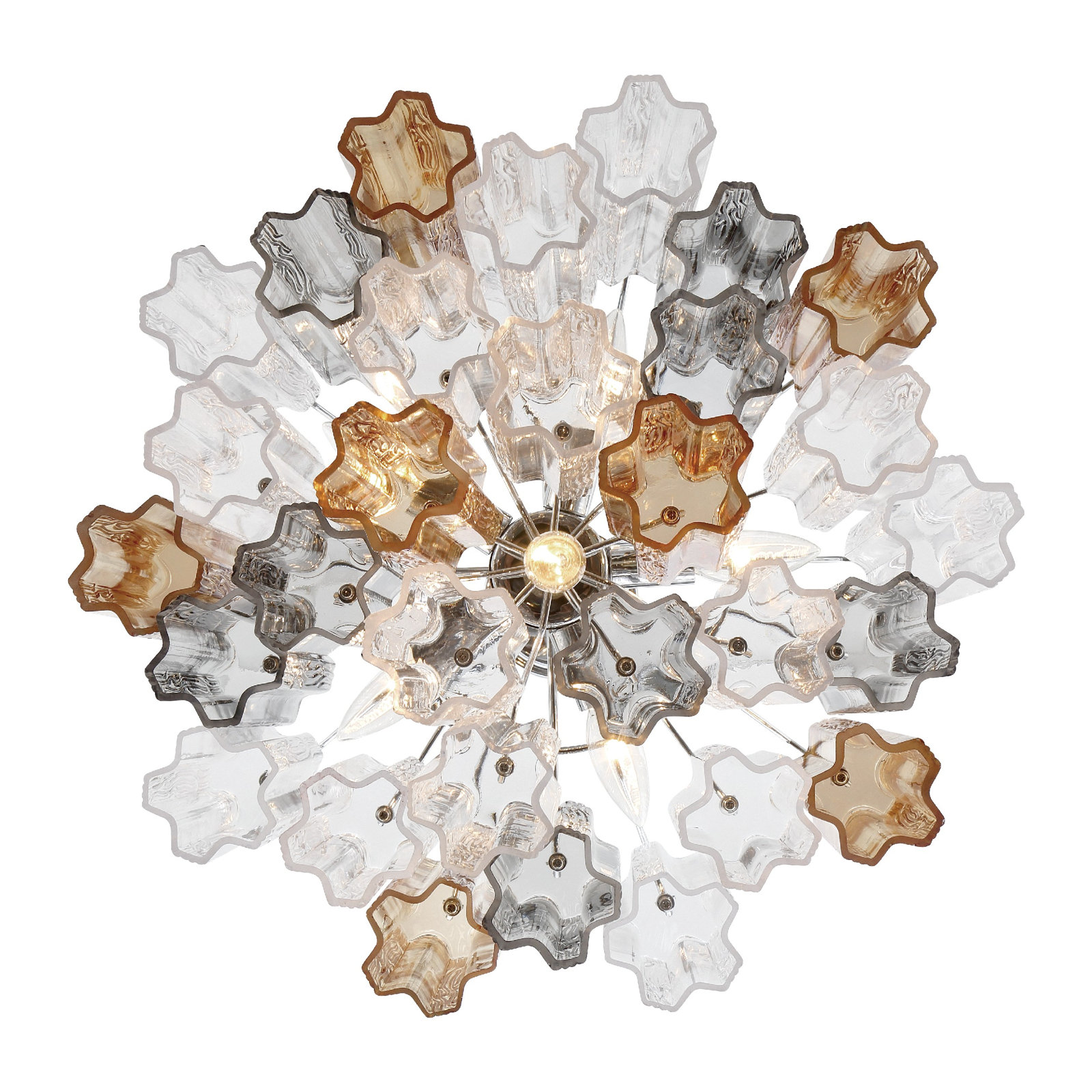 Arras 9-Light Chandelier, 14" H x 19.75" W x 19.75" D, Gray/Yellow, Polished Chrome