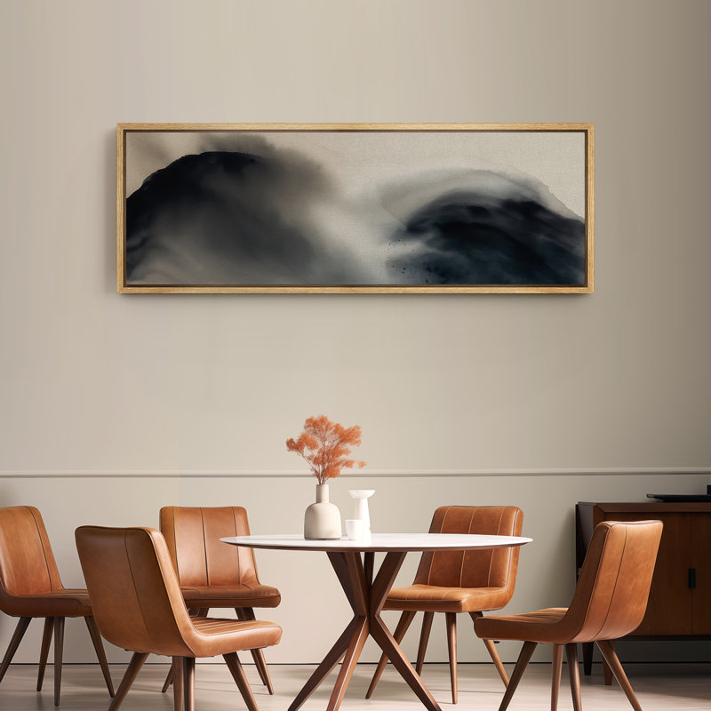 Grande impression sur toile encadrée - reproduction abstraite neutre pour décoration murale minimaliste moderne, Naturel