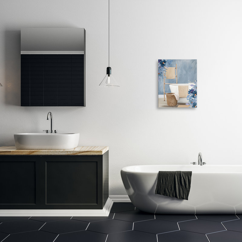 «Bathroom Blues», toile par Kim Allen, H 20 po x l 16 po