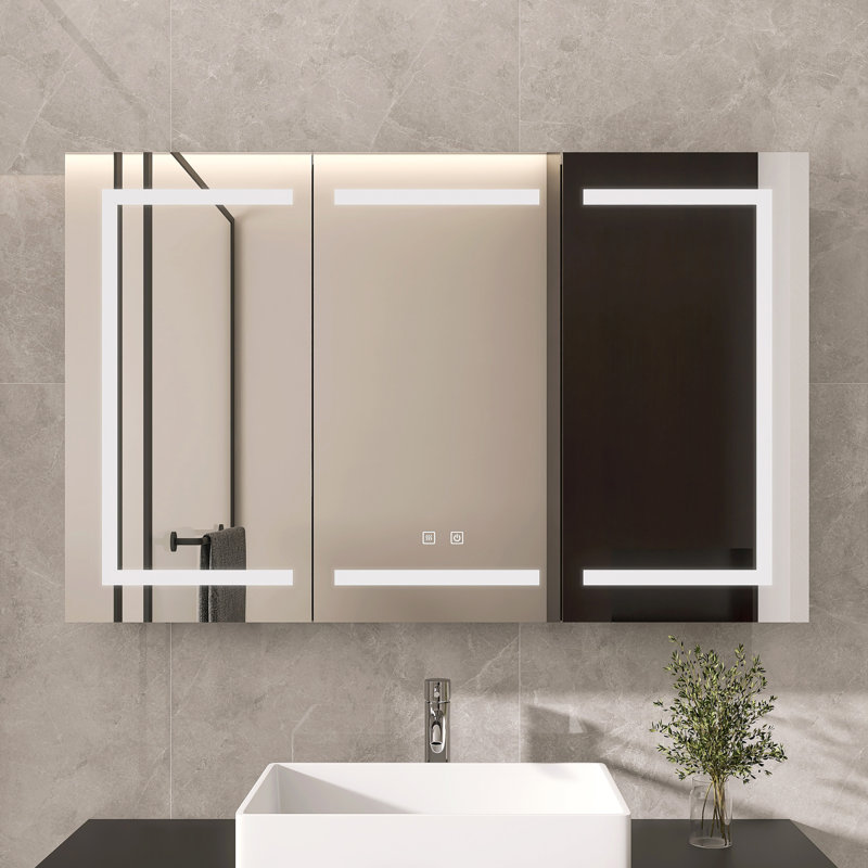 Armoire à pharmacie de 47 po à fixation en surface avec miroir anti-explosion, tablettes réglables et commande tactile