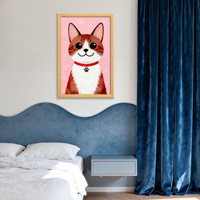 Animals Cute Cat With Red Collar And Paw Tag