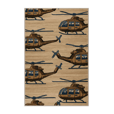 Machine Washable Transportation Beige Area Rug