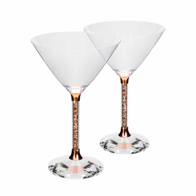 Ensemble de verres à pied Martini Sparkles Home | Cristal sans plomb | Strass cocktail rempli de tiges