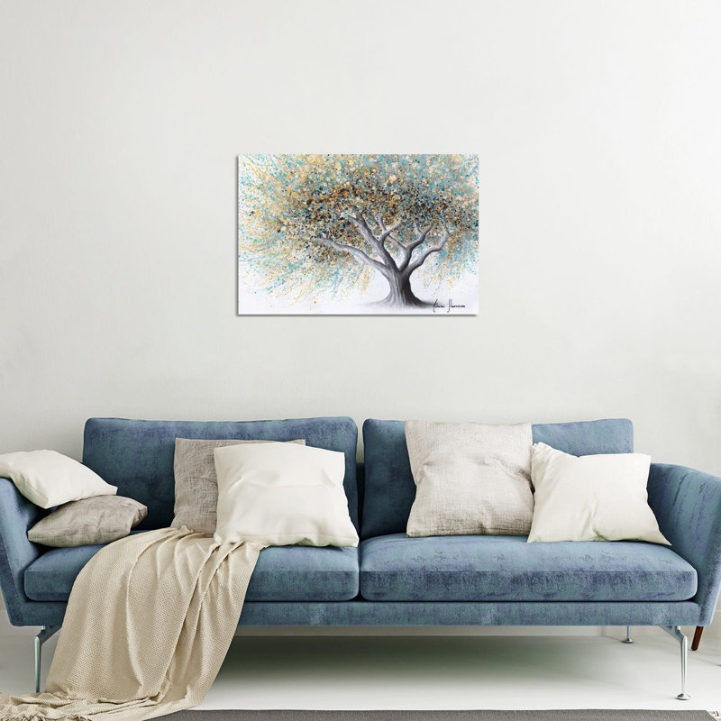 «Tacheté arbre sarcelle» par Ashvin Harrison - impression non encadrée, H 16 po x l 24 po x P 0,25 po