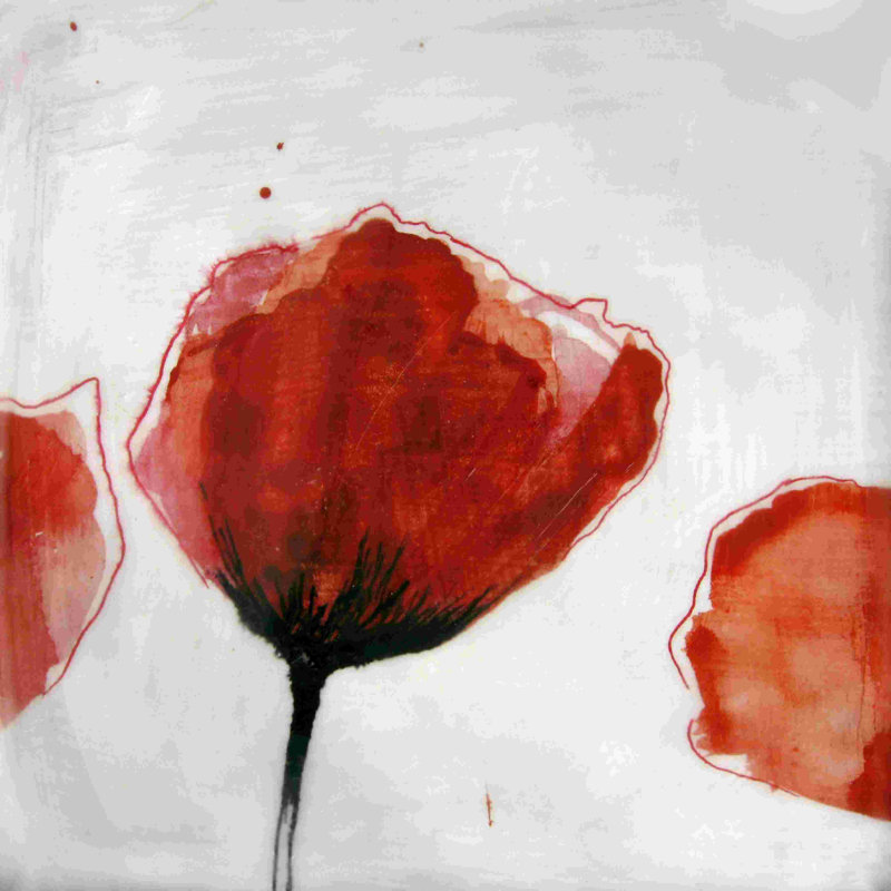 Gouttes rouges III, H 12 po x l 12 po