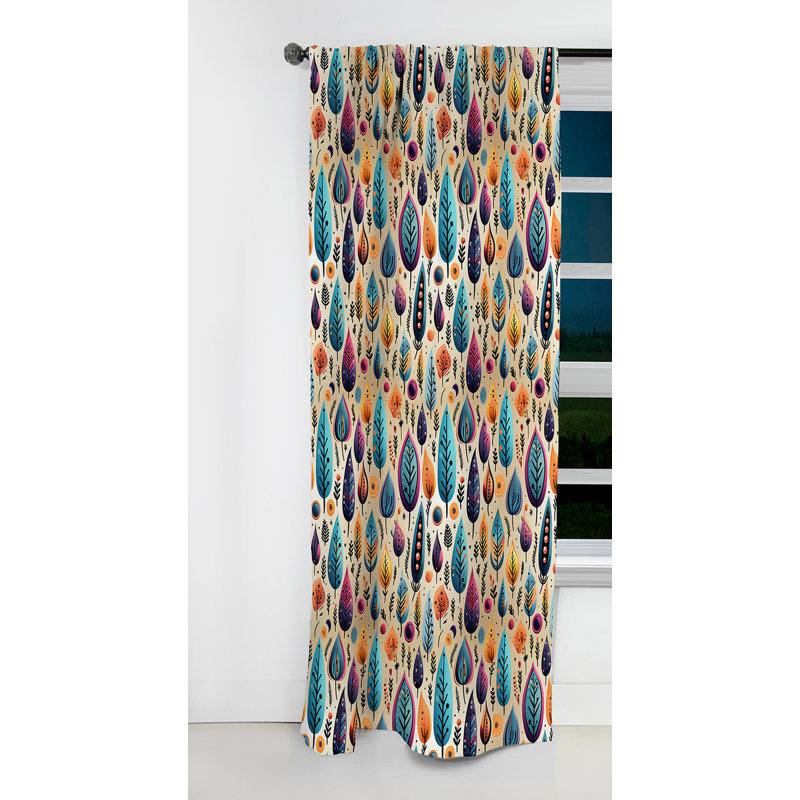 Tribal Frivolity Boho Motif V - Rideau Boho - Rideau abstrait occultant - 1 panneaux, L 52 po x L 120 po