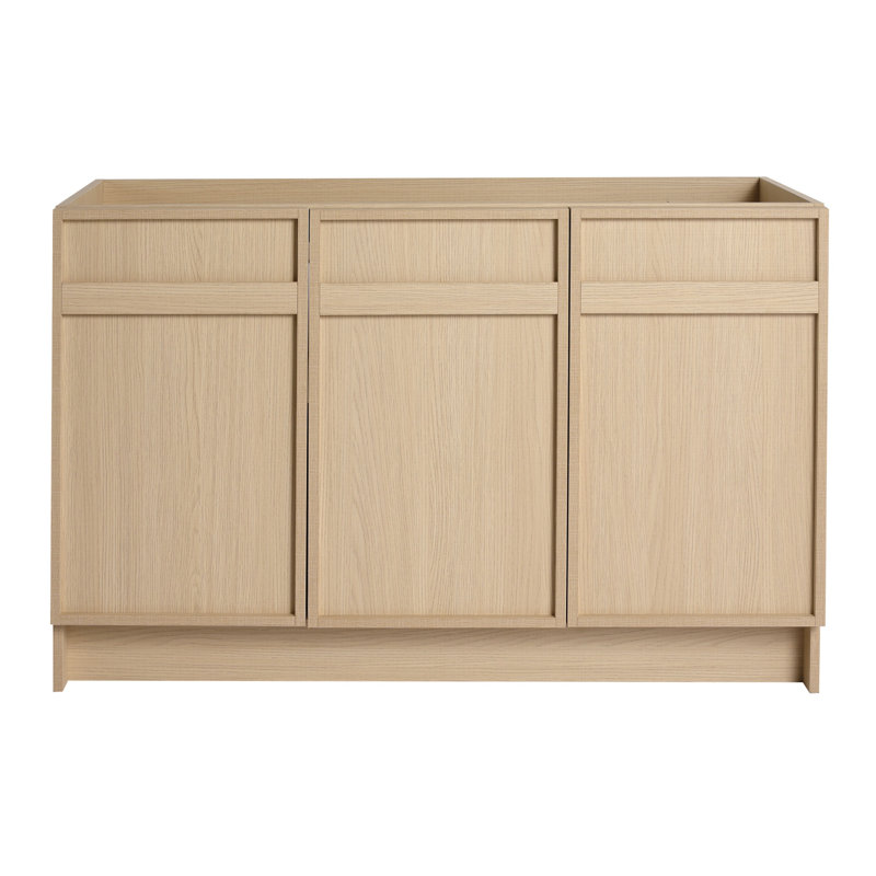 48" Freestanding Bathroom Vanity & 3 Soft-Close Cabinet Doors-(KD-Packing)-Excluding Sink, Bathroom Vanity, Oak