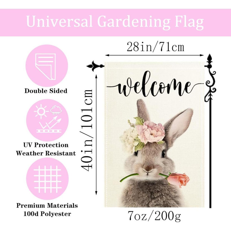 Drapeau de jardin de Pâques, drapeaux de jardin de printemps pour l'extérieur, décor de Pâques personnalisé, décorations de bannière de Pâques double face pour cadeau