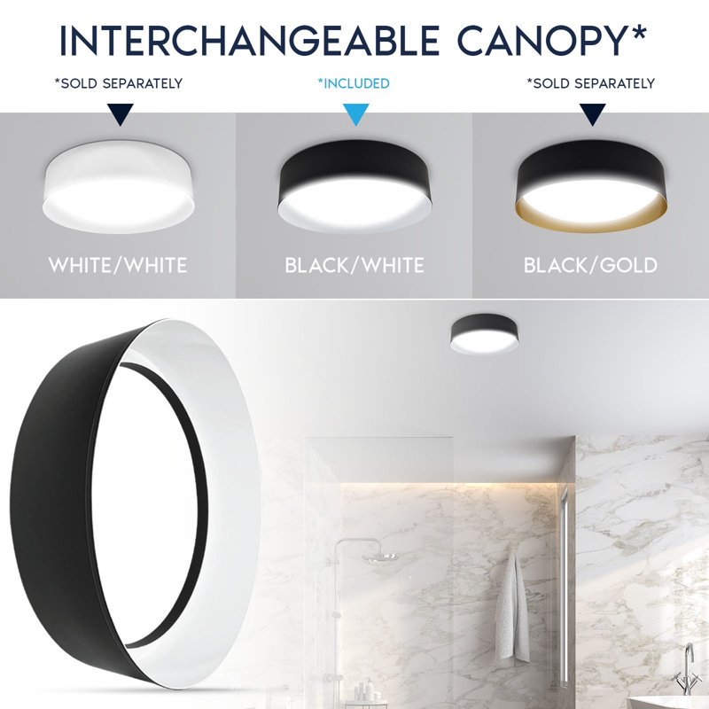 17-Inch LED Flush Mount Ceiling Light, 5CCT, 2420 Lumens, 34W CRI 90 Dimmable Ceiling Light Fixture With Interchangeable Canopy
