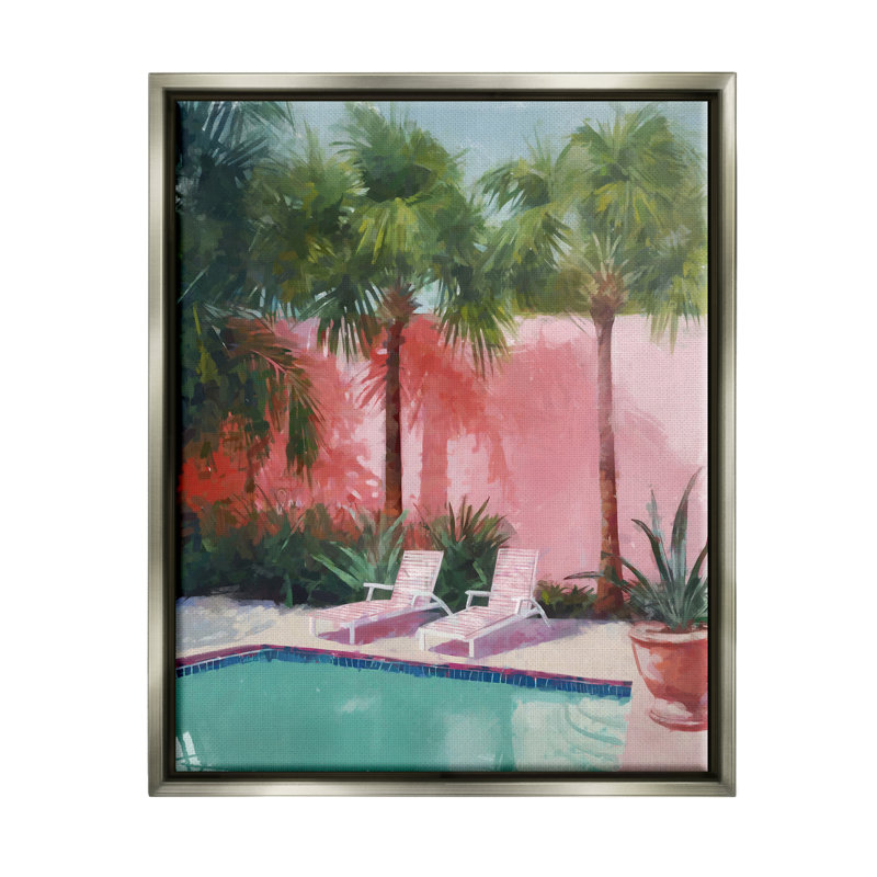 Piscine tropicale d'été par Ziwei Li, Cadre flottant métallique doré, H 20 po x l 16 po
