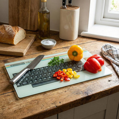 Jeray Retro Vic20 Keyboard Glass Chopping Board
