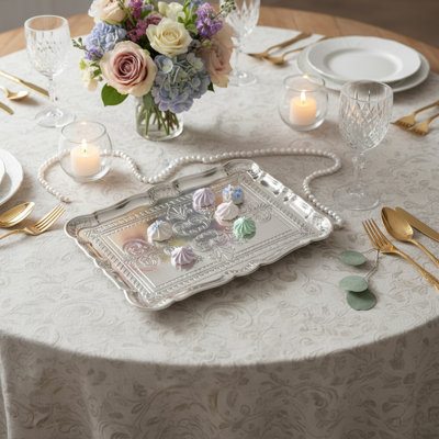 Rectangular Plastic Silver Charger Plates, Decorative Table Charger Plates
