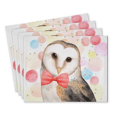 Chic Owl Polyester Placemats Set of 4 | Home Decor Essentials