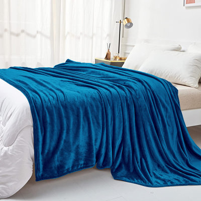 Reversible Faux Fur Mink Fleece Blanket Throw - Ultra Soft Plush Luxury Sofa & Bed Throw, Warm Light