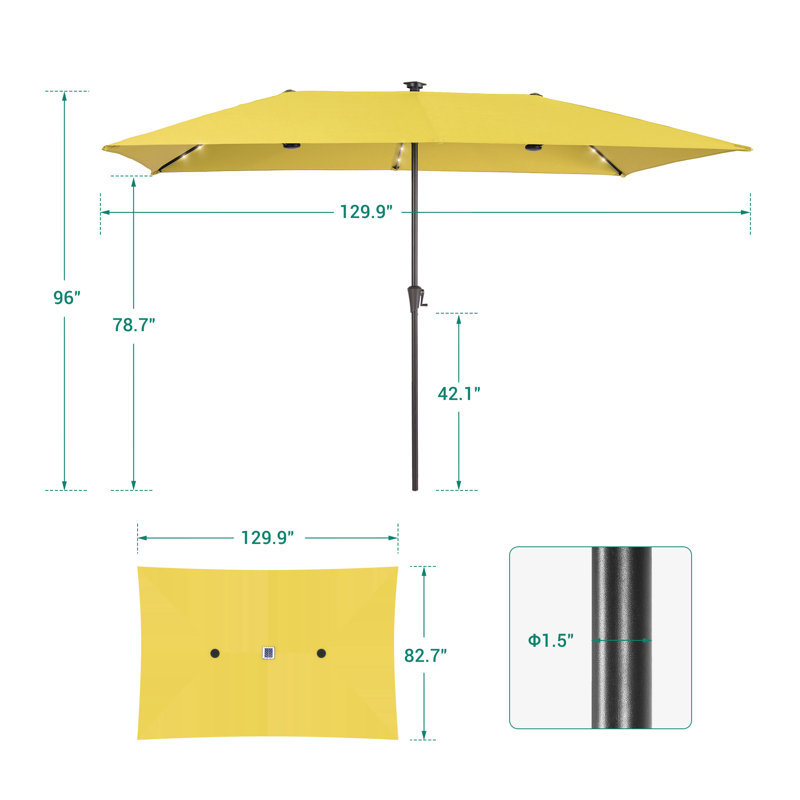 Parasol d'extérieur à DEL 11x7Ft, Jaune