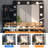 Makeup Vanity Desk with Mirror and LED Lights, 9 Bulbs, Power Outlet, 2 Drawers, Shelves, Cushioned Stool, 3 Lighting Modes, Marble Black-638567281