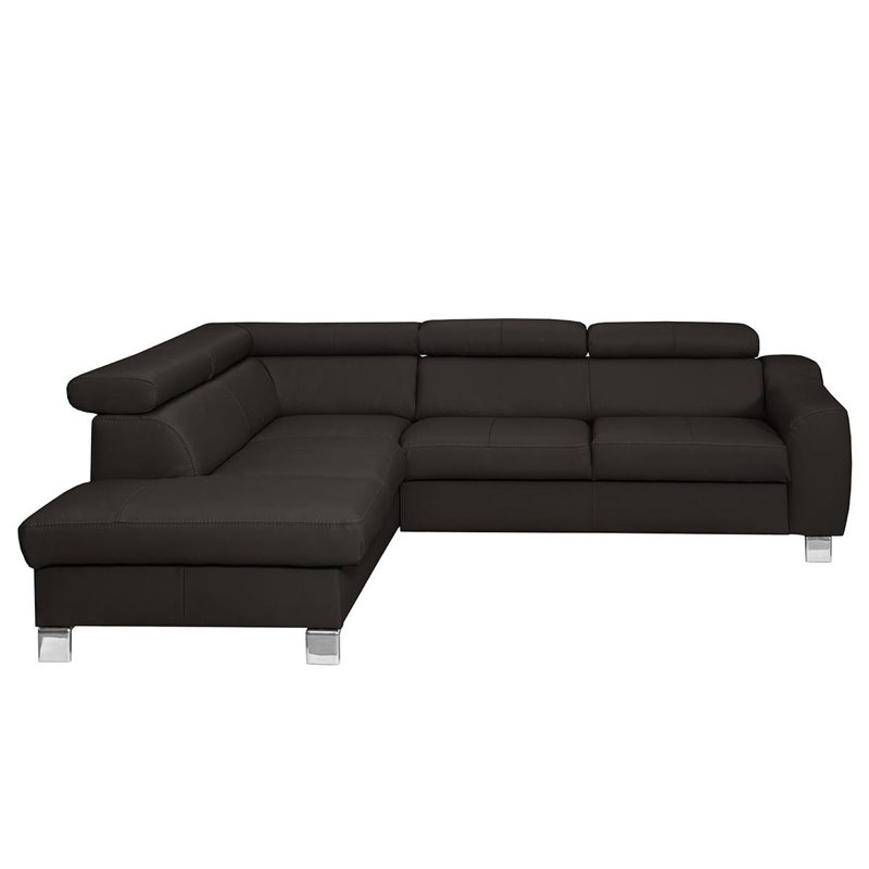 Avaiya Leather Corner Sofa with Sleeping Function and Storage, Dark Brown, Left Hand Facing, No