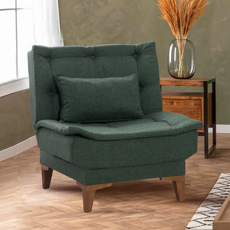 Elvecius Upholstered Accent Chair, Brown, Green
