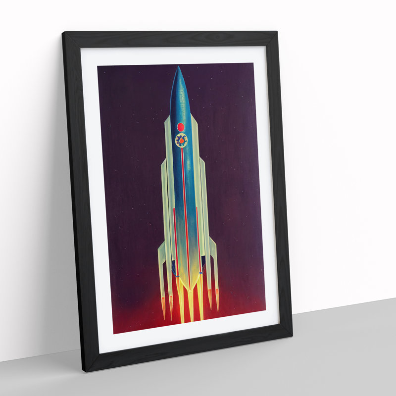 Stupendous Spaceship Rocket - Single Picture Frame Print, Black Framed, 46cm H x 34cm W x 2cm D