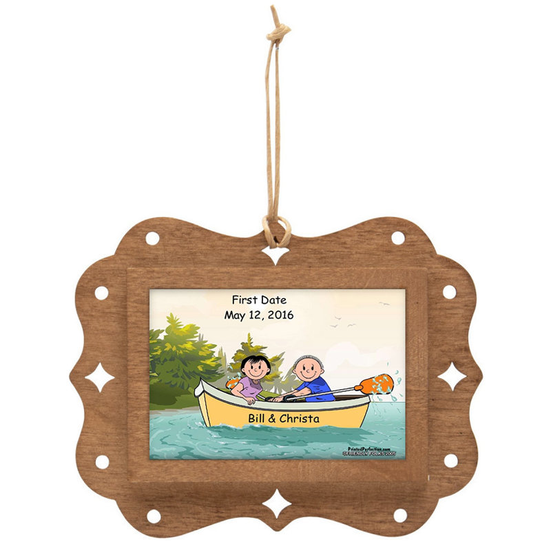 Bateau à rames personnalisé - porte-clés en bois Couple, Oui