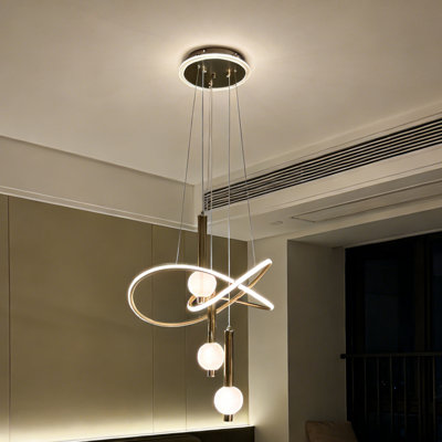 3 - Light Modern Cluster Chandelier With 3 Colors Led Lights