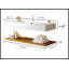 Meuble-lavabo mural flottant avec lavabo vasque, grain de bois noyer foncé, tablettes rayées et lavabo en acrylique