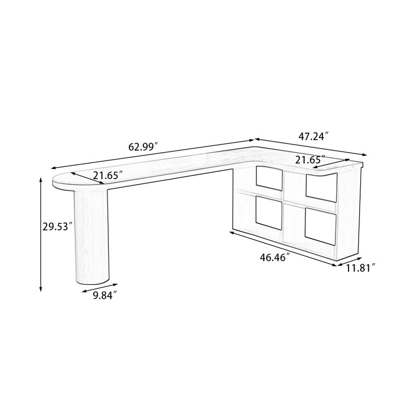 Bureau en bois massif en forme de L brun noisette, H 29,53 po x l 62,99 po x P 47,24 po, Retour à droite