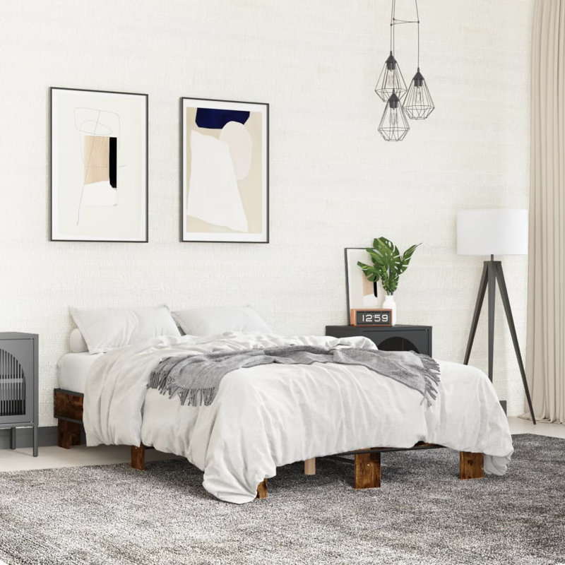 Jerad Bed, European Double (140 x 200cm), Smoked Oak
