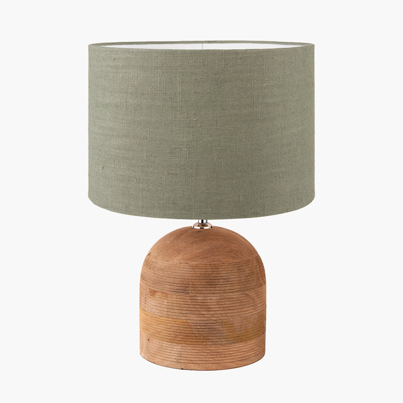 Wood Table Lamp, 19.29" H x 13.78" W x 13.78" D, Brown, Green