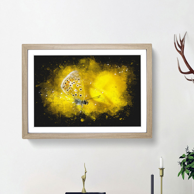 Yellow Butterfly - Framed Print, Oak Framed, 62cm H x 87cm W x 2cm D