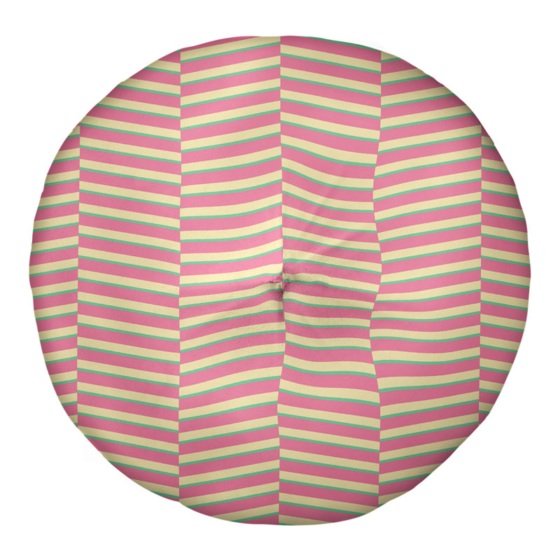 Coussin de sol à rayures fracturées, 30 po x 30 po, Rose vert / jaune