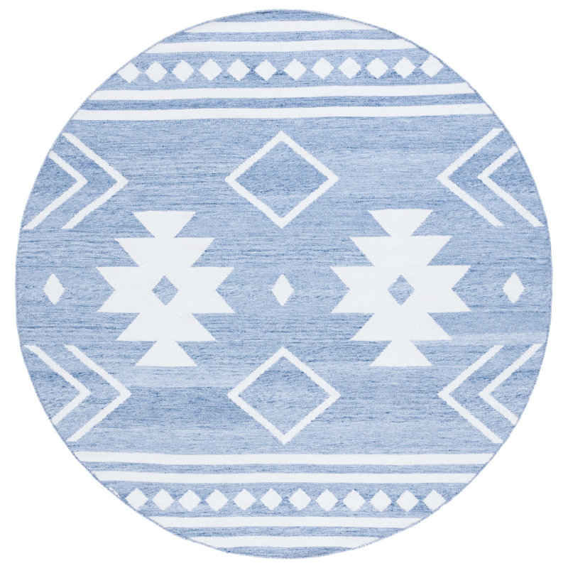 Almaree Flat Weave Polpropylene Southwestern Rug, Round 7'
