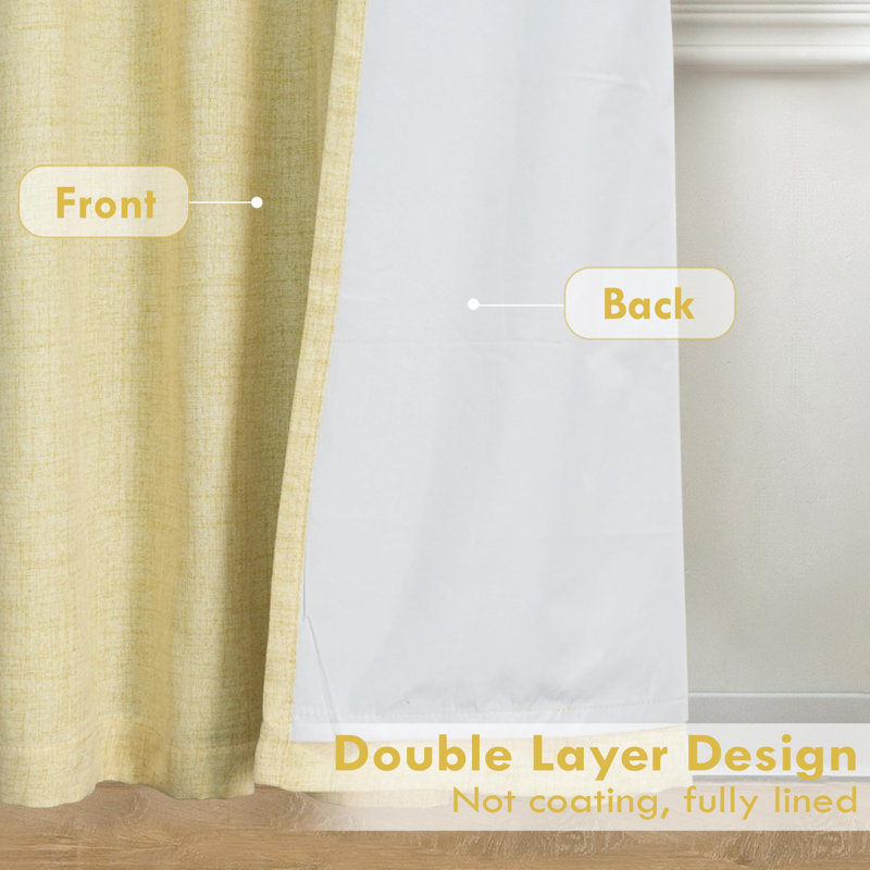 Rideaux occultants 100% naturels Goffredo pour chambre à coucher Double couche Drape Farmhouse, Ivoire ivoire