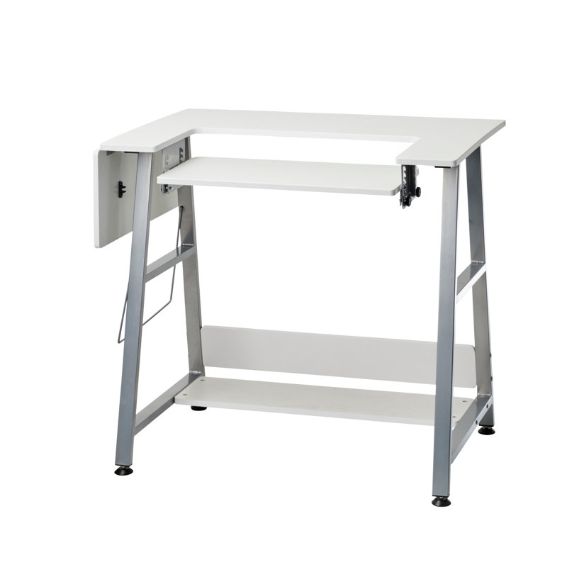 Adelena 115.5cm x 60cm Sewing Table with Sewing Machine Platform, White
