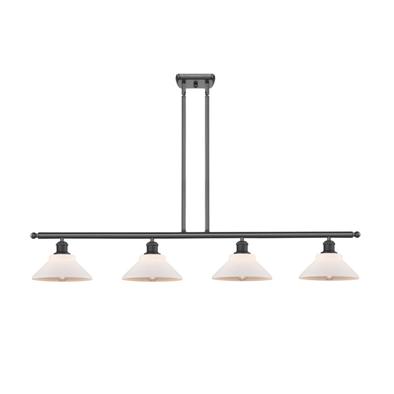 Luminaire suspendu linéaire à 4 lumières pour îlot de cuisine Newton St Loe, Noir mat, Ampoule DEL 6 watts Vinage, Blanc mat