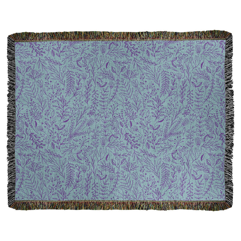 Couverture en coton tissé Katelyn Elizabeth Ditsy, l 37 po x L 52 po, Bleu / Mauve