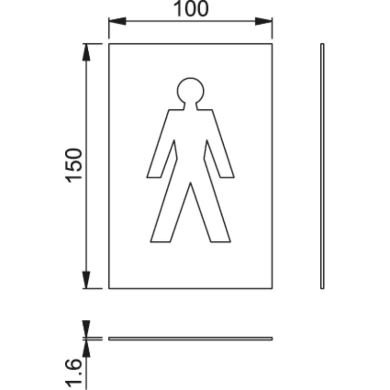 Amarys Male Sign 100Mm X 150Mm, Golden Yellow