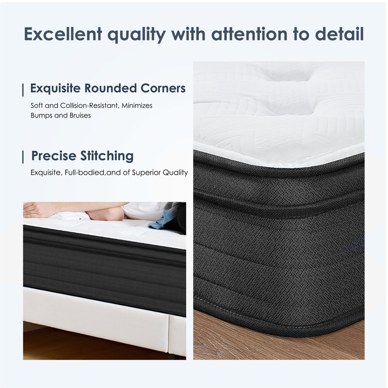 Hybrid Mattress, Individually Pocketed Innerspring, Medium Firm, King, 12"