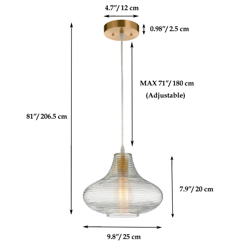 1 - Light Single Teardrop Pendant, Gold