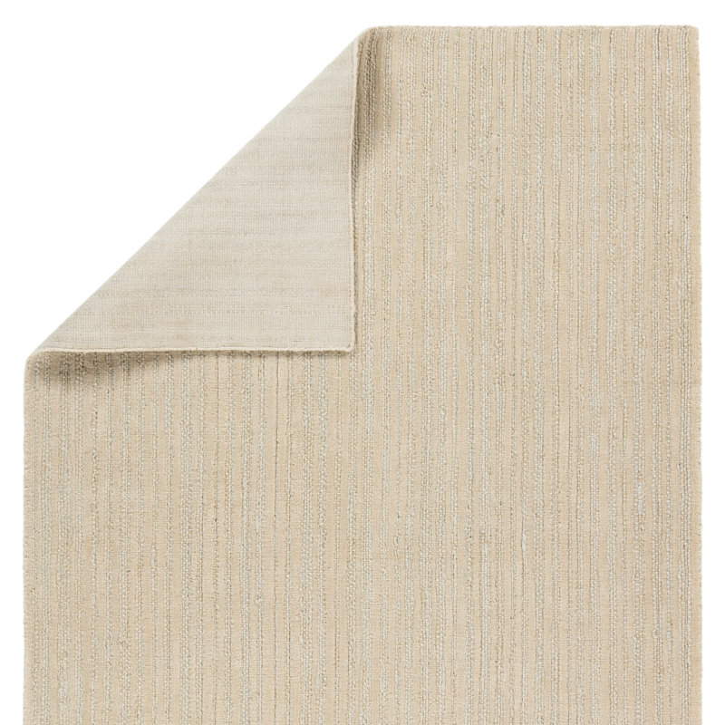 Neutral Handwoven Wool and Cotton Rectangular Rug 10' x 14'