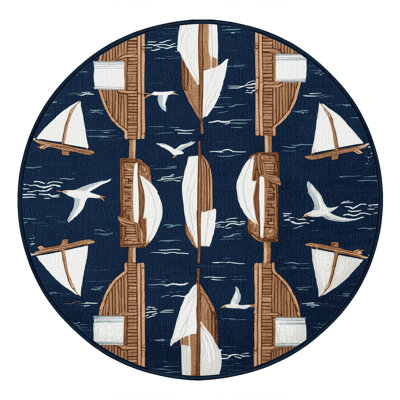 Washable Marina Life Coastal Area Rug