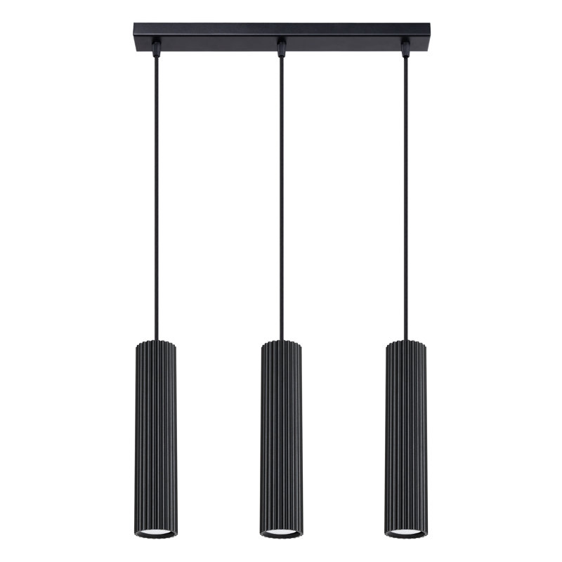 Bonina - Light Brushed Nickel Pendant, Black, 3 Lights, 46.5cm W x 15cm D