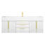 Meuble-lavabo flottant de 60 po avec lavabo simple en acrylique renforcé blanc brillant Milana