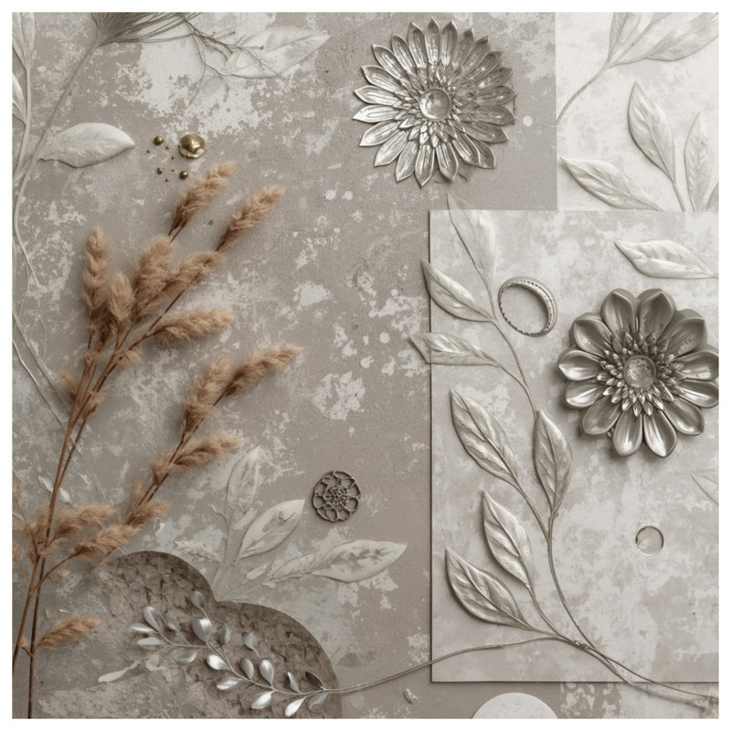 Tapisserie murale «Metallic Floral», H 104 po x 88 avec 4 œillets